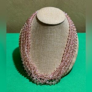 Vintage AB Crystal pink long necklace